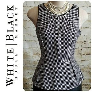 ▪WHBM▪ 🖤Black🖤/🌼White🌼 Check Peplum Top